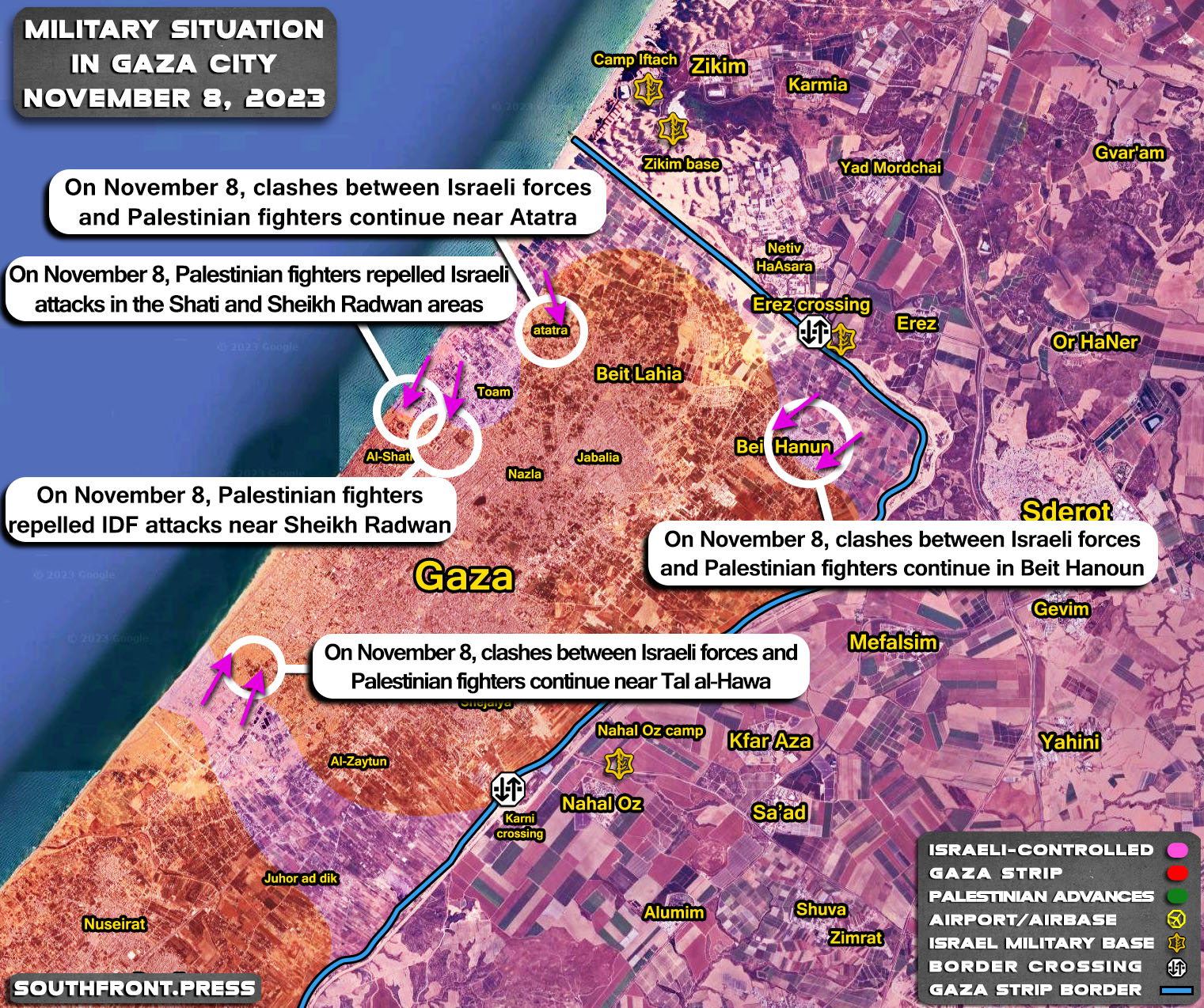 Gaza Map Now Military Situation In Gaza Strip, On Israeli-Lebanese Border On ...