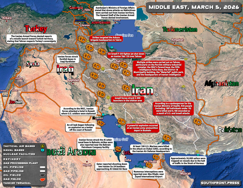 Military Situation In The Middle East On March 5, 2026 (Map Update)
